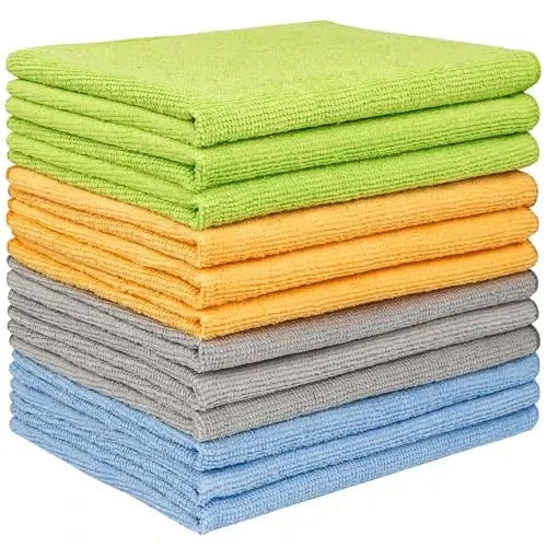 AIDEA Микрофибровые салфетки для уборки, 12 шт., 12x16 дюймов, микрофибровое полотенце для автомобилей, мягкие и впитывающие микрофибровые полотенца, безворсовая салфетка для уборки, премиум-салфетка для дома, кухни, автомобиля, магазина. - 1