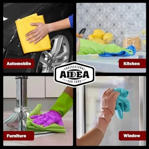 AIDEA Микрофибровые салфетки для уборки - 50 шт., Микрофибровые полотенца для автомобилей, Премиальные универсальные салфетки для автомобилей, Салфетки для удаления пыли, Впитывающие микрофибровые салфетки для внедорожников, Дома, Кухни, Окна - 12×12 - 5