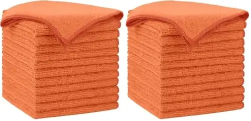 AIDEA Orange Microfiber Cleaning Cloth-12PK, Cleaning Rags 12