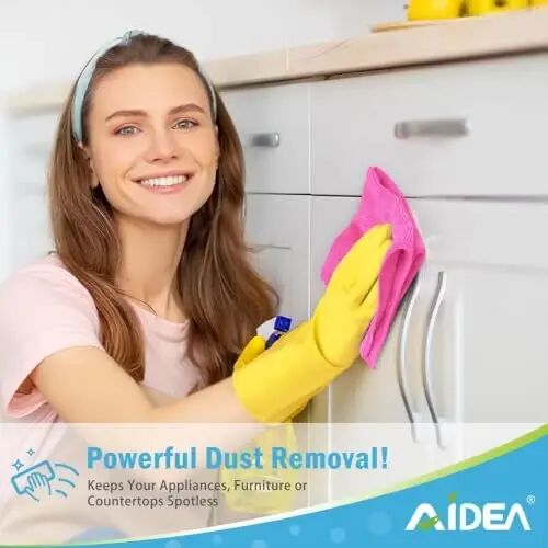 AIDEA Pink Microfiber Cleaning Cloth-50PK, Absorbent Cleaning Rags 12
