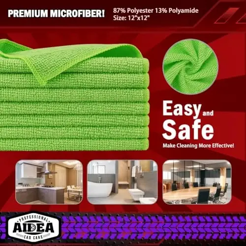 AIDEA Microfiber Cleaning Cloth, 10PK, Microfiber Towels for Cars, Premium All Purpose Car Cloths, Dusting Cloth Cleaning Rags, Absorbent Towels for SUVs, House, Kitchen, Window, 12