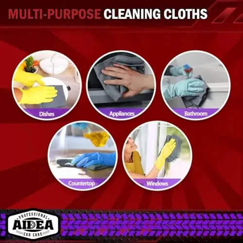 AIDEA Салфетка из микрофибры для уборки серая 50 шт., салфетки из микрофибры для автомобилей, автомобильные ткани премиум-класса, безворсовые тряпки для уборки пыли для внедорожников, дома, кухни, окон, мастерских, 12×12
