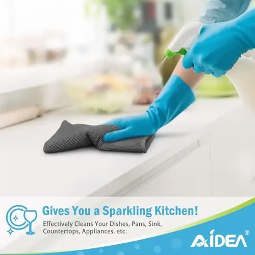 AIDEA Салфетки из микрофибры - 50 шт., Мягкие полотенца из микрофибры для автомобилей, Абсорбирующие тряпки для уборки, Безворсовые салфетки для мытья стекол и дома (30x30 см), Серый - 5