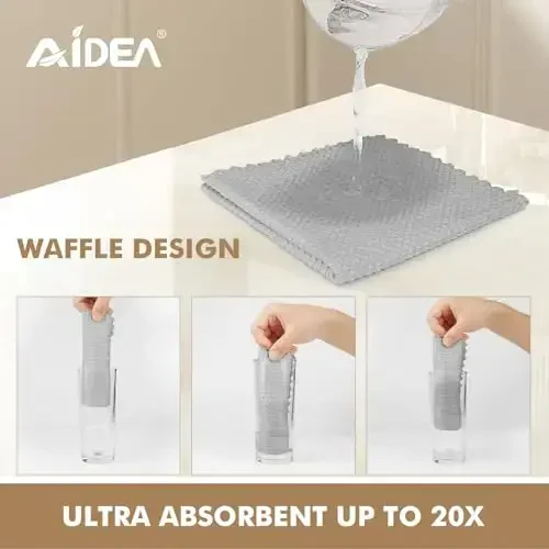AIDEA Салфетки из микрофибры для чистки стекла 12 шт., серые, безворсовые тряпки для полировки, салфетки для окон, полотенце бариста для кофе, полотенца из микрофибры для ухода за автомобилем, нержавеющая сталь, 11×11