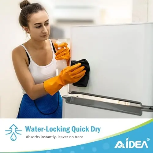 AIDEA Салфетки из микрофибры для уборки - 12 шт., мягкие полотенца из микрофибры для автомобилей, абсорбирующие тряпки для уборки, безворсовые тряпки для мытья без разводов для дома, кухни, окон (30x30 см), черные 