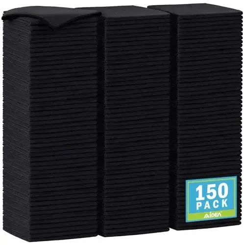 AIDEA Салфетки из микрофибры для уборки - 150 шт., Мягкие полотенца из микрофибры для автомобилей, Абсорбирующие тряпки для уборки, Безворсовые тряпки для мытья без разводов для дома, кухни, окон (30 x 30 см), черные - 1