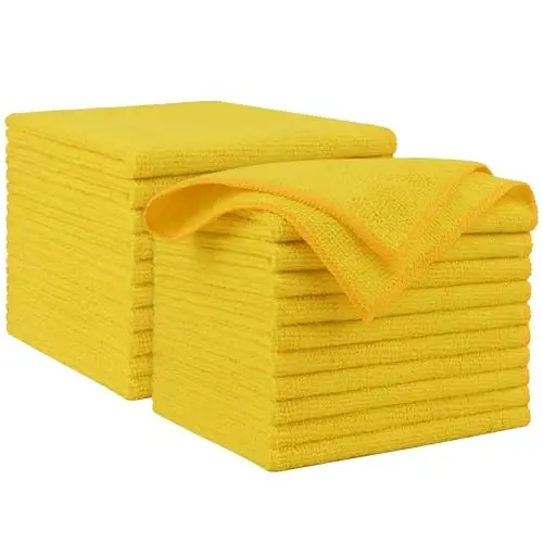 AIDEA Салфетки из микрофибры для уборки, 20 шт., Салфетки из микрофибры для автомобилей, Универсальные салфетки премиум-класса для автомобилей, Салфетки для удаления пыли, Впитывающие салфетки для внедорожников, Дома, Кухни, Окон, 30×30 см, Желтый - 1