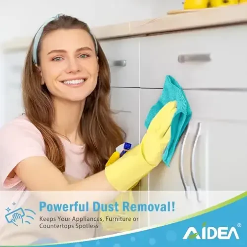 AIDEA Салфетки из микрофибры для уборки - 50 шт., Мягкие полотенца из микрофибры для автомобилей, Абсорбирующие тряпки для уборки, Безворсовые салфетки для мытья окон и дома (30x30 см), Синие - 3