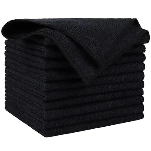 AIDEA Салфетки из микрофибры для уборки, черные, 10 шт., полотенца из микрофибры для автомобилей, премиальные салфетки для мытья, безворсовые тряпки для пыли для внедорожников, дома, кухни, окон, принадлежности для уборки 12×12