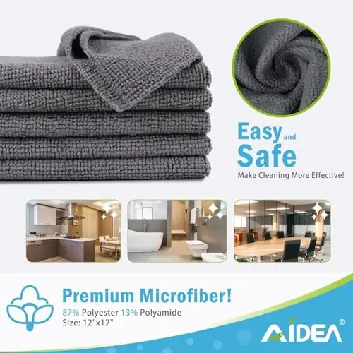AIDEA Салфетки из микрофибры для уборки, серые, 50 шт., мягкие впитывающие тряпки, полотенца из микрофибры для автомобилей, кухонные полотенца, салфетки для удаления пыли, дома, окон, принадлежности для уборки, 12