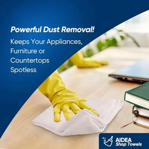 AIDEA White Microfiber Cleaning Cloth 100PK, Reusable Cleaning Rags 12