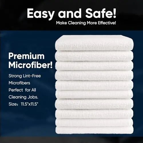 AIDEA White Microfiber Cleaning Cloth 100PK, Reusable Cleaning Rags 12