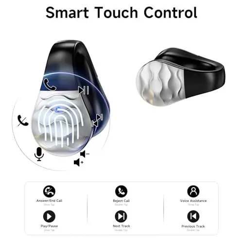 aigo Open Ear Earbuds, Wireless Bluetooth Earphone, Clip on Headphones, Over The Ear Earbuds for Fitness Running Gym Workouts, Built-in Mic, Wireless Charging, Black Headset - 6