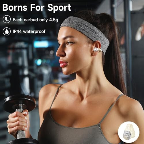 aigo Open Ear Earbuds, Wireless Bluetooth Earphone, Clip on Headphones, Over The Ear Earbuds for Fitness Running Gym Workouts, Built-in Mic, Wireless Charging, Off White Headset - 7