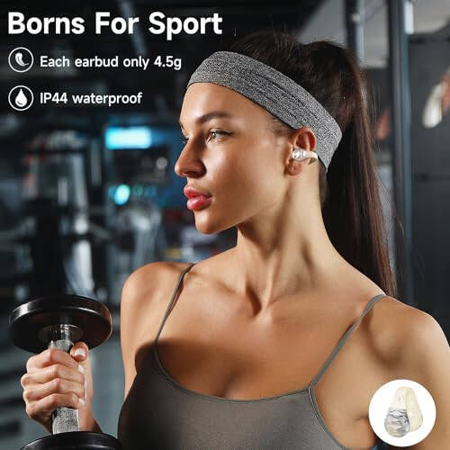 Aigo Simsiz Quloqchinlar Bluetooth Quloqchinlar, iPhone/Android/Kompyuter uchun ochiq quloq klipi Quloqchinlar, Sport Quloqchinlari O'rnatilgan Mikrofonli, Shovqinni Beкор Qiluvchi, Suv o'tkazmaydigan, Simsiz Zaryadlash, Ochqish Oq Quloqchin - 7