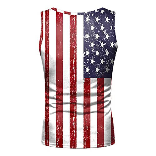 aihihe July 4Th Shirts Men's American Flag Distressed Tank Top 4Th of July Printing USA Flag Sleeveless T-Shirts Workout Patriotic Tees(White,Large) - 4