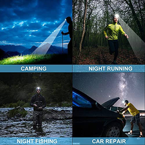 Aikertec Rechargeable LED Headlamp 100000 Lumen, Super Bright Head Lamp Flashlight with 5 Lighting Modes, IPX6 Waterproof, Zoomable Headlamp for Camping, Hiking, Fishing, Biking, Running (2 Pack) - 13