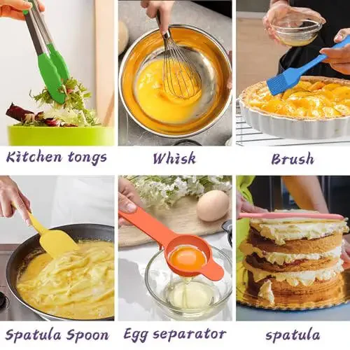 AIKKIL Bowls with Airtight Lids, 20 piece Stainless Steel Metal Nesting Bowls, Non-Slip Colorful Silicone Bottom, Size 7, 3.5, 2.5, 2.0,1.5, 1,0.67QT, Great for Mixing, Baking, Serving - 4