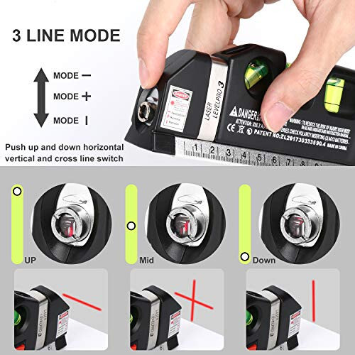 AikTryee Laser Level, Multipurpose Line Tool with 8ft/2.5M Rulers, Standard Cross Line Laser Leveler for Picture Hanging, Cabinets, Tile Walls - AikTryee (1)