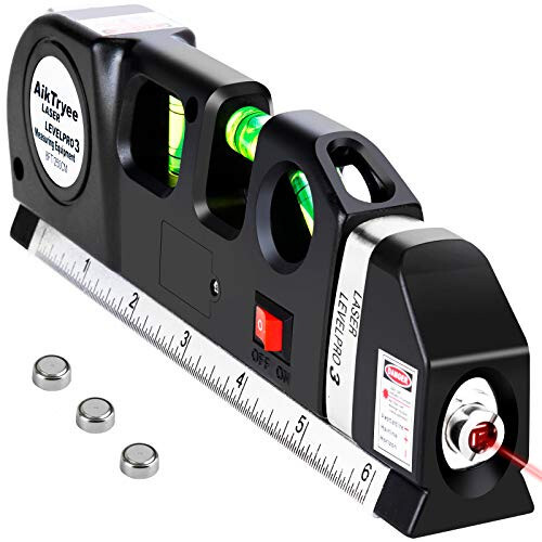 AikTryee Lazer Sath, 8ft/2.5M chiziqlar bilan koʻp maqsadli chiziq asbob, rasm osib qoʻyish, shkaflar, plitka devorlar uchun standart kesishgan chiziq lazer darajasi - AikTryee