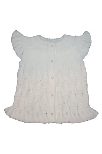 Айкыр-ы Бебе Ручное Вязание Детский Жилет с Мотивом Листьев Облепихи - Белый - Modazone (1)