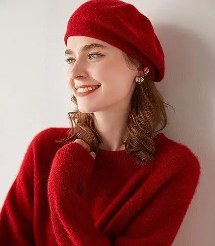 Ailaile CasModazoneere Berets Beanie Hats Women Winter Warm Merino Wool Fashion Knit Cap - AILAILE (1)