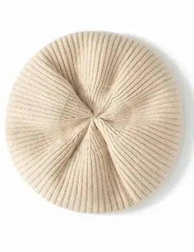 Ailaile CasModazoneere Berets Hats Women Winter Warm Merino Wool Knitted Oversized Beige Beanie - 3