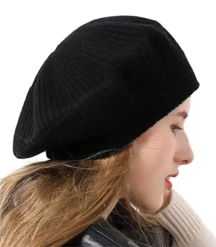 Ailaile CasModazoneere Berets Hats Women Winter Warm Merino Wool Knitted Oversized Beige Beanie - 1