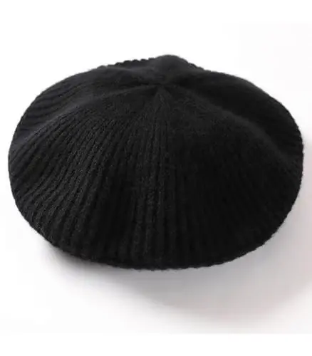 Ailaile CasModazoneere Berets Hats Women Winter Warm Merino Wool Knitted Oversized Beige Beanie - 2