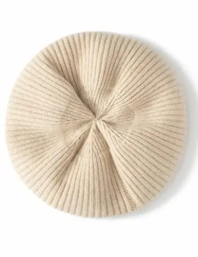 Ailaile CasModazoneere Berets Hats Women Winter Warm Merino Wool Knitted Oversized Beige Beanie - 3
