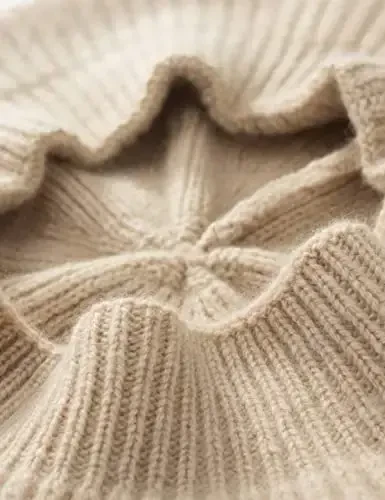 Ailaile CasModazoneere Berets Hats Women Winter Warm Merino Wool Knitted Oversized Beige Beanie - 4