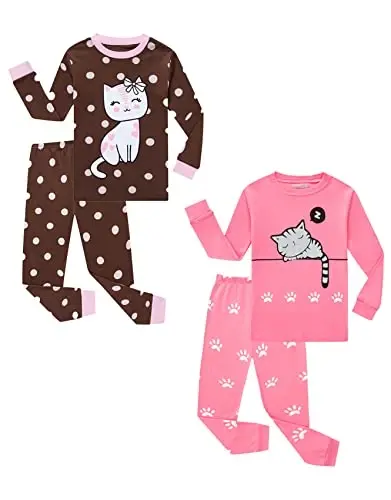 Family Feeling Kids & Toddler Girls Boys Pajamas 2 Piece Pjs Set 100% Cotton Sleepwear 