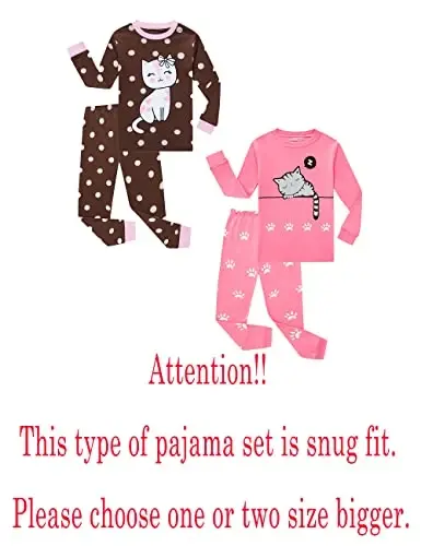 Family Feeling Kids & Toddler Girls Boys Pajamas 2 Piece Pjs Set 100% Cotton Sleepwear - 8