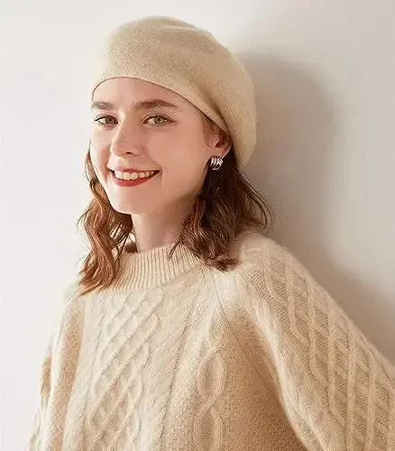 Ailaile CasModazoneere Berets Beanie Hats Women Winter Warm Merino Wool Fashion Knit Cap - 2