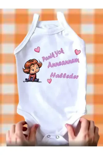 Hediye Anneanne Temalı Panik Yok Anneannem Halleder Yazılı Baskılı Bebek & Body Zıbın Askılı Tek - 1