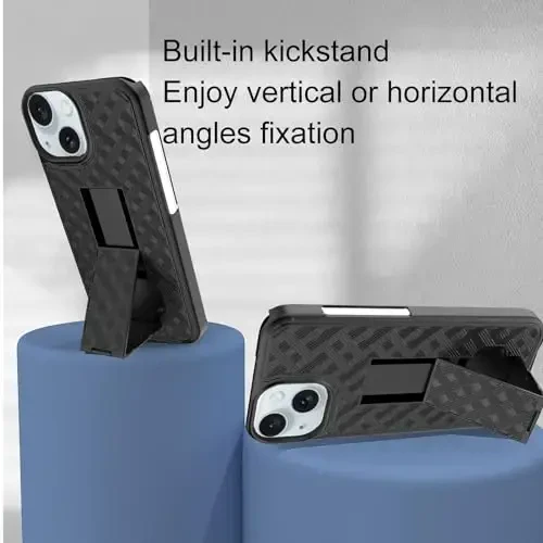 Ailiber Designed for iPhone 15 Plus Case with Stand, iPhone 15plus Belt Clip Holster with Camera Lens&Screen Protector, Swivel 2-in-1 Holder, Slim Shockproof Pouch Full Body Cell Phone Cover-Black - 6