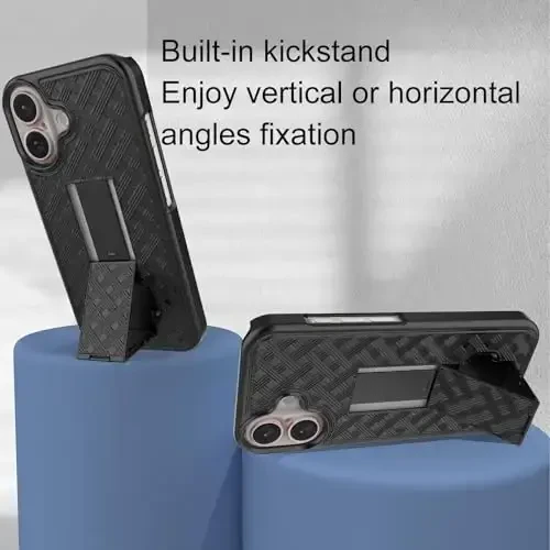 Ailiber Designed for iPhone 16 Case with Stand, iPhone 16 Belt Clip Holster with Camera Lens&Screen Protector, Swivel 2-in-1 Holder, Slim Shockproof Pouch Full Body Protective Cell Phone Cover-Black - 6