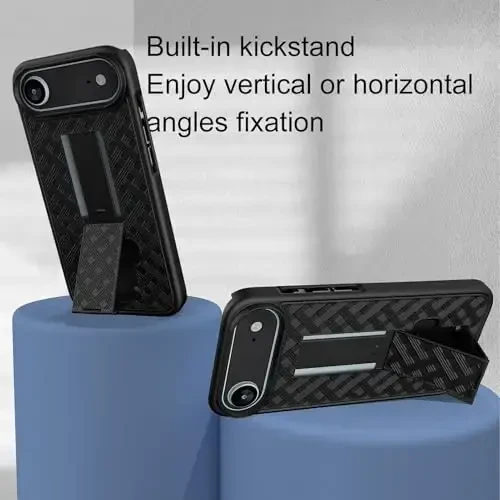 Ailiber Designed for iPhone Air Case with Stand, iPhone Air Belt Clip Holster with Camera Lens&Screen Protector, Swivel 2-in-1 Holder, Slim Shockproof Pouch Full Body Protective Cell Phone Cover-Black - 6