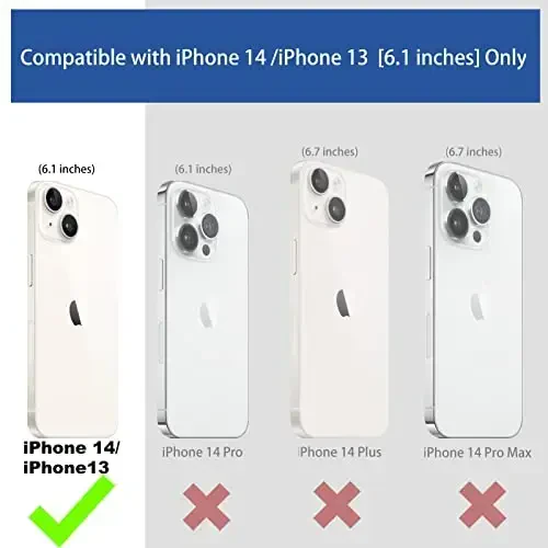 Ailiber iPhone 14 uchun mos keladigan g'ilof, iPhone 13 telefon g'ilofi ekran himoyachisi bilan, aylanuvchi kamar qisqichi, tayanch ushlagich, nozik zarbga chidamli qobiq iPhone 14 6.1 dyuym uchun slayd telefon qopqog'i - Qora - 2