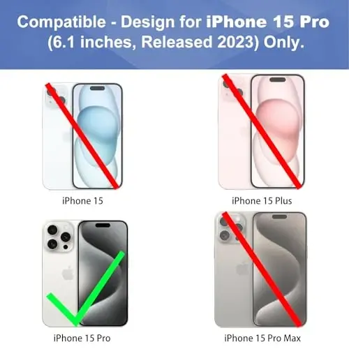 Ailiber iPhone 15 Pro Kılıfı Stantlı, Kameralı iPhone 15 Pro Kemer Klipsi Kılıfı ve Ekran Koruyucu, Döner 2'si 1 Arada Tutucu, İnce Darbeye Dayanıklı Kılıf Tam Gövde Cep Telefonu Kapağı-Siyah - 2