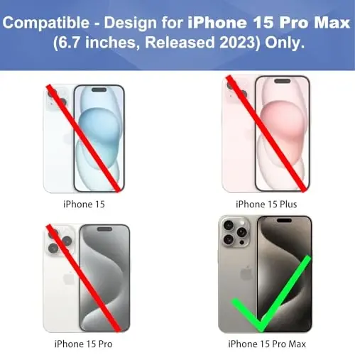 Ailiber iPhone 15 Pro Max uchun g'ilof bilan mos keladi, iPhone 15 Pro Max g'ilofida kamera linzalari va ekran himoyachisi, aylanadigan kamar qisqichi, ingichka to'liq tanani zarbga chidamli telefon qopqog'i-qora - 2