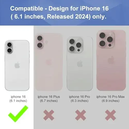 Ailiber iPhone 16 uchun g‘ilof, stendli, iPhone 16 kamar qisqichi, kamera linzalari va ekran himoyachisi bilan, aylanuvchi 2-in-1 ushlagich, ingichka zarbga chidamli qopqoq, to‘liq korpusli himoya mobil telefon qopqog‘i-Qora - 2