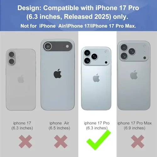 Ailiber iPhone 17 Pro uchun g'ilof, stendli, iPhone 17 Pro kamar qisqichi, kamera linzalari va ekran himoyachisi bilan, aylanadigan 2-in-1 ushlagich, nozik zarbga chidamli qopqoq, to'liq tanani qoplaydigan telefon qopqog'i-Qora - 2