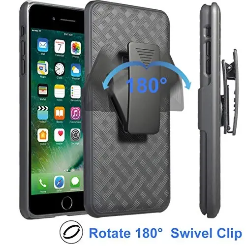 Ailiber Compatible with iPhone SE 2022 Case, iPhone SE 2020/ iPhone 7/8 Case Holster with Screen Protector, Swivel Belt Clip Kickstand, Slim Shell Protective Phone Cover for iPhone SE(3rd Gen)-Black - 5