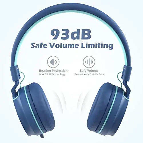 AILIHEN Kids Headphones, I35 On-Ear Headphones for School, Safe Volume 93dB, HD Mic Stereo Headphone for Kid Girls Boys, Foldable 3.5mm Wired for Chromebook, Laptop, Computer, Tablet (Blue) - 4