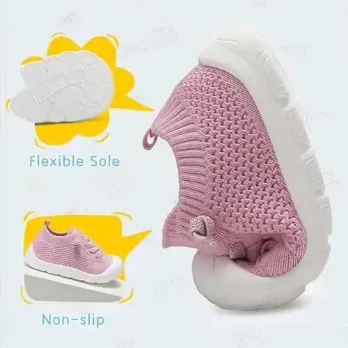 AILYLAKP Toddler Baby Girls Boys Shoes Toddler Walking Sneakers Kids Barefoot Slip on Tennis Infant Shoes Lightweight Breathable for First Babies - 3