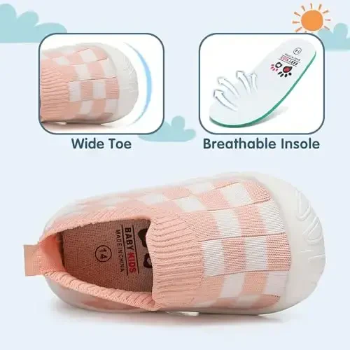 AILYLAKP Chaqaloq o'g'il qiz bolalar poyabzali Nafas oladigan krossovkalar Tennis poyabzali 6-36 oylik chaqaloqlar uchun slip-on poyabzal - 4