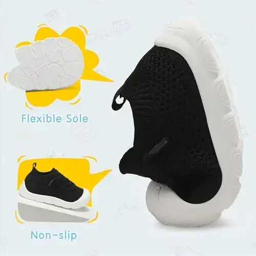 AILYLAKP Chaqaloq Qizlar Bolalar Poyabzallari Yuradigan Krossovkalar Bolalar Oyoqyalang'och Slip on Tennis Go'dak Poyabzallari Birinchi Chaqaloqlar uchun Yengil Nafas oladigan - 3