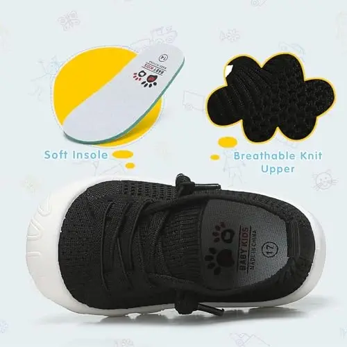 AILYLAKP Chaqaloq Qizlar Bolalar Poyabzallari Yuradigan Krossovkalar Bolalar Oyoqyalang'och Slip on Tennis Go'dak Poyabzallari Birinchi Chaqaloqlar uchun Yengil Nafas oladigan - 2
