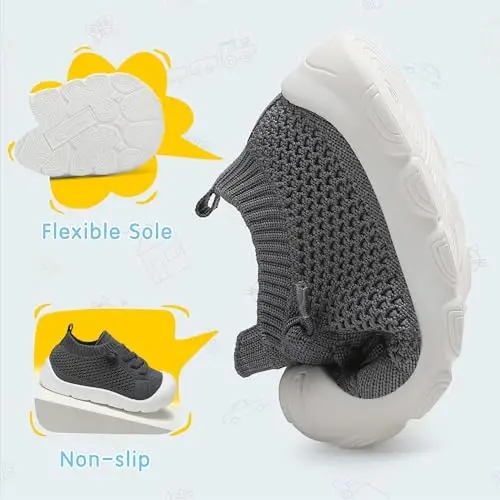 AILYLAKP Chaqaloq Qizlar Bolalar Poyafzallari Yurish Slip On Poyafzallari Yengil Nafas oladigan Chaqaloq Yalangoyoq Krossovkalari Bolalar Birinchi Go'dak Tennis Poyafzallari Sandallar - 3